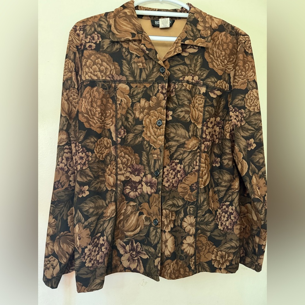 Briggs New York Brown Floral Button-Front Jean Jacket - Picture 2 of 5